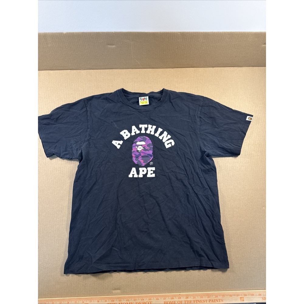 A Bathing Ape BAPE Purple Camo Ape Head Tee Black Shirt Size XL